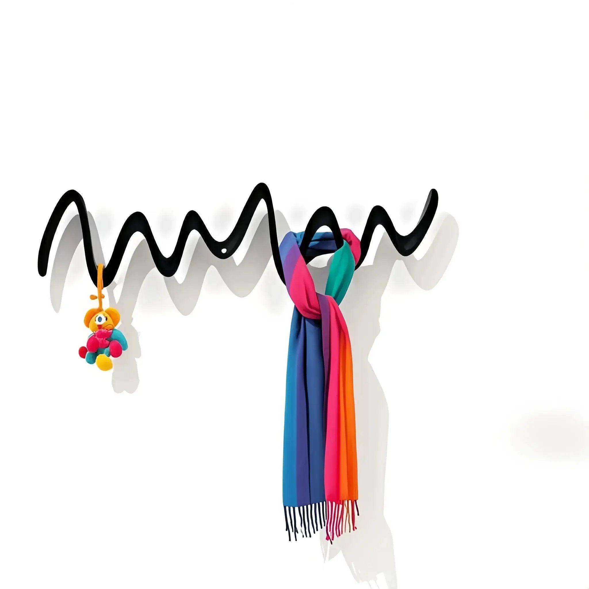 1pc Creative Metal Wavy Wall Hook, Strong Load-Bearing Capacity, Multi-Functional Storage Organizer for Clothes, Bags, Scarves, Keys, Hats - Ideal for Home, Bedroom, Office, Hotel, Clothing Store, Minimalist Fashion Design, C by House Of Avana