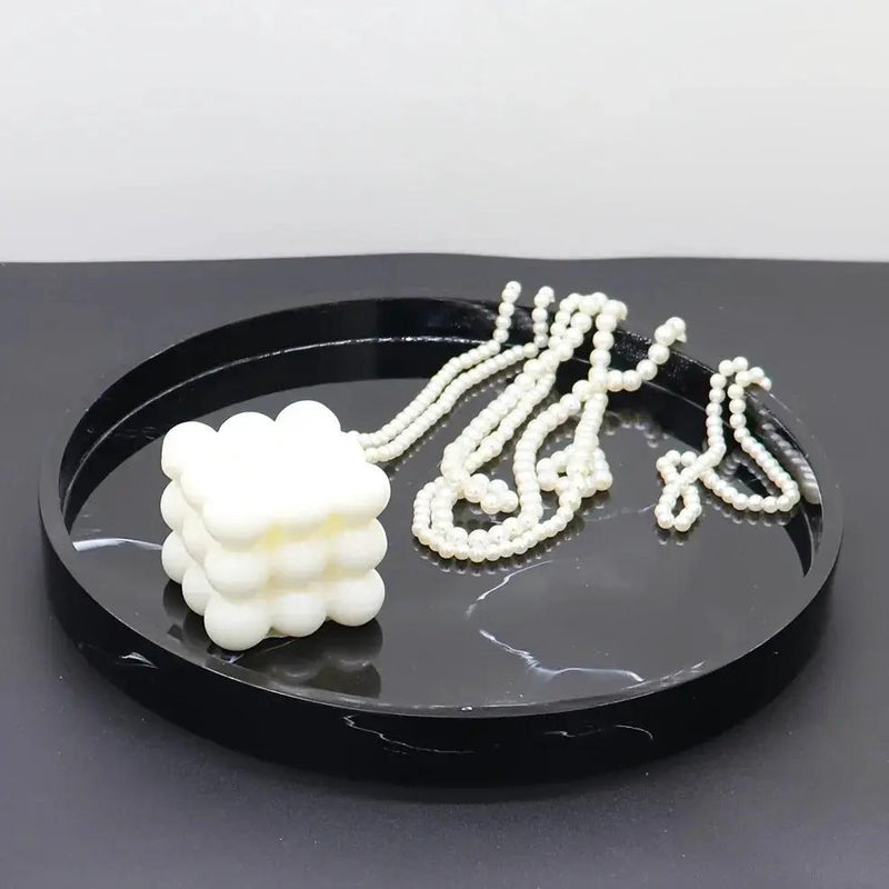 1pc Elegant Black Circular Resin Tray - 27.43cm Hand-Polished, Multi-Purpose Vanity Organizer for Bathroom, Kitchen & Bedroom Decor - Ideal for Jewelry, Keys & Accessories Storage by House Of Avana