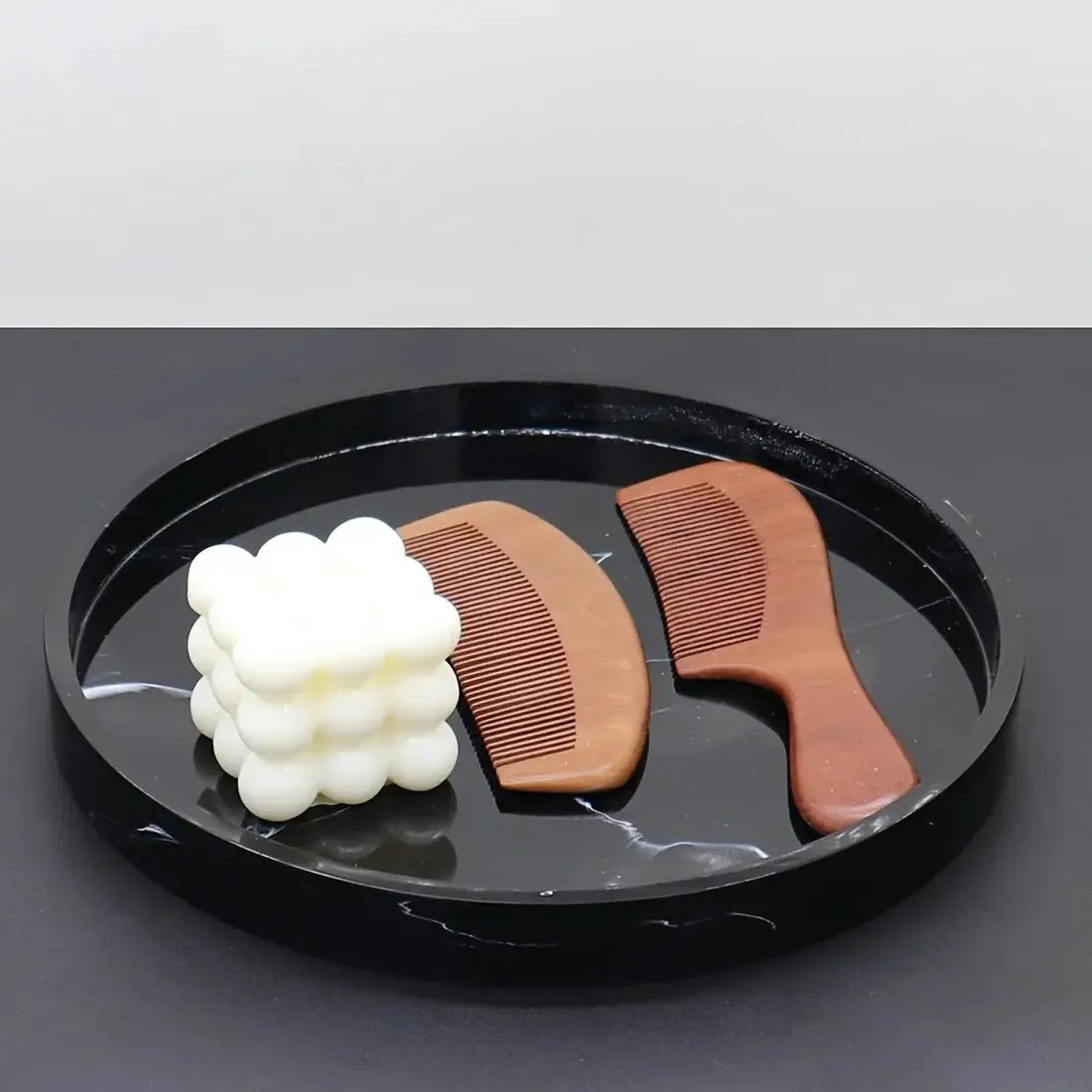 1pc Elegant Black Circular Resin Tray - 27.43cm Hand-Polished, Multi-Purpose Vanity Organizer for Bathroom, Kitchen & Bedroom Decor - Ideal for Jewelry, Keys & Accessories Storage by House Of Avana