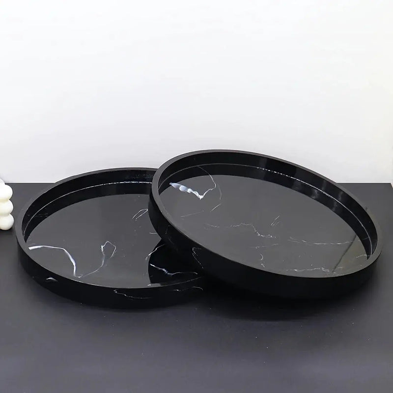 1pc Elegant Black Circular Resin Tray - 27.43cm Hand-Polished, Multi-Purpose Vanity Organizer for Bathroom, Kitchen & Bedroom Decor - Ideal for Jewelry, Keys & Accessories Storage by House Of Avana