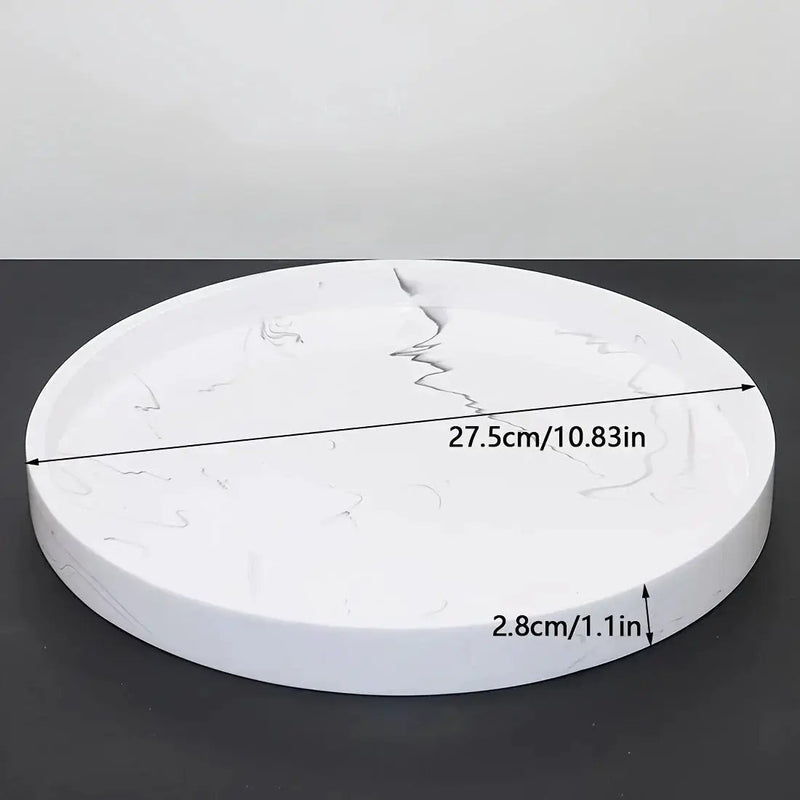 1pc Elegant Black Circular Resin Tray - 27.43cm Hand-Polished, Multi-Purpose Vanity Organizer for Bathroom, Kitchen & Bedroom Decor - Ideal for Jewelry, Keys & Accessories Storage by House Of Avana