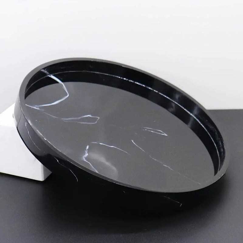 1pc Elegant Black Circular Resin Tray - 27.43cm Hand-Polished, Multi-Purpose Vanity Organizer for Bathroom, Kitchen & Bedroom Decor - Ideal for Jewelry, Keys & Accessories Storage by House Of Avana