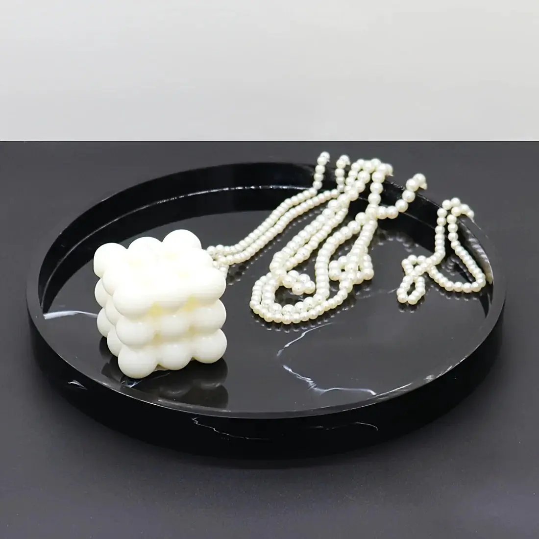 1pc Elegant Black Circular Resin Tray - 27.43cm Hand-Polished, Multi-Purpose Vanity Organizer for Bathroom, Kitchen & Bedroom Decor - Ideal for Jewelry, Keys & Accessories Storage by House Of Avana