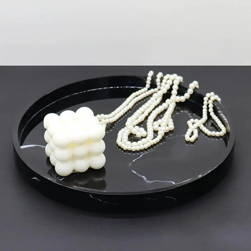 1pc Elegant Black Circular Resin Tray - 27.43cm Hand-Polished, Multi-Purpose Vanity Organizer for Bathroom, Kitchen & Bedroom Decor - Ideal for Jewelry, Keys & Accessories Storage by House Of Avana