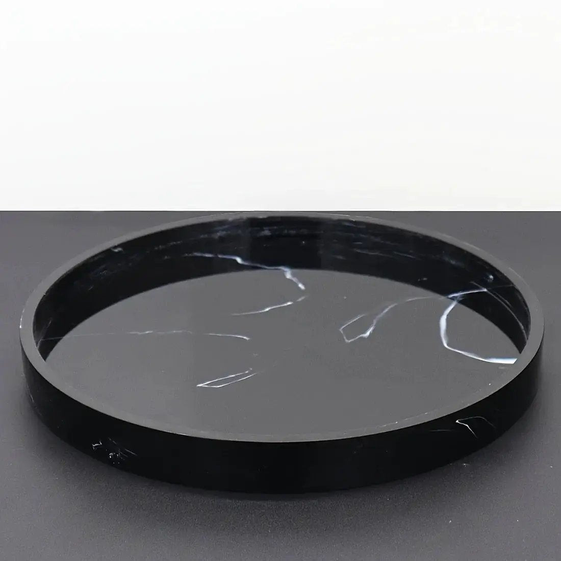 1pc Elegant Black Circular Resin Tray - 27.43cm Hand-Polished, Multi-Purpose Vanity Organizer for Bathroom, Kitchen & Bedroom Decor - Ideal for Jewelry, Keys & Accessories Storage by House Of Avana