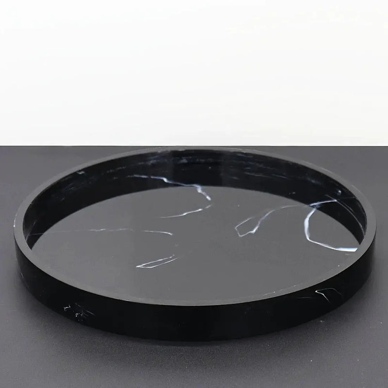 1pc Elegant Black Circular Resin Tray - 27.43cm Hand-Polished, Multi-Purpose Vanity Organizer for Bathroom, Kitchen & Bedroom Decor - Ideal for Jewelry, Keys & Accessories Storage by House Of Avana