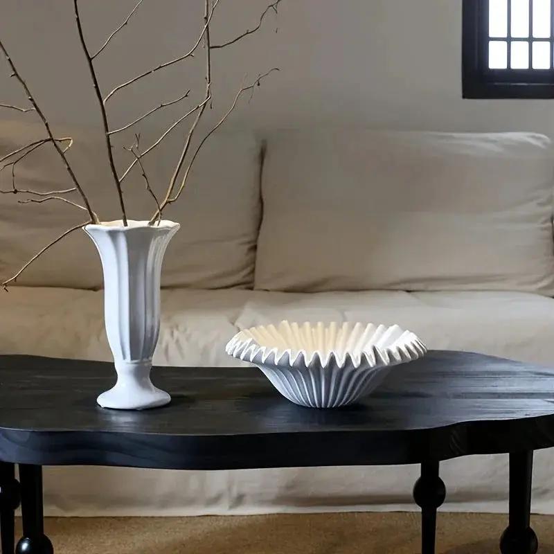 1pc Elegant European-Style Marble-Resin Tabletop Storage Basket, Modern Wave Design, Multi-Functional Decorative Bowl for Keys, Jewelry, Office Supplies, Shelf Organizer - Classic Round Shape, Ideal for Wedding & Holiday Deco by House Of Avana