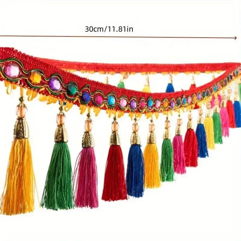 1pc Elegant Lace Fringe Trim with Tassels - Durable Hanging Ribbon for Curtain, Sofa & Table Decor - Easy-Hang Fringed Trim for Window Treatments, Furniture & Seasonal Decoration (Compatible with Single- or Double-Hang by House Of Avana