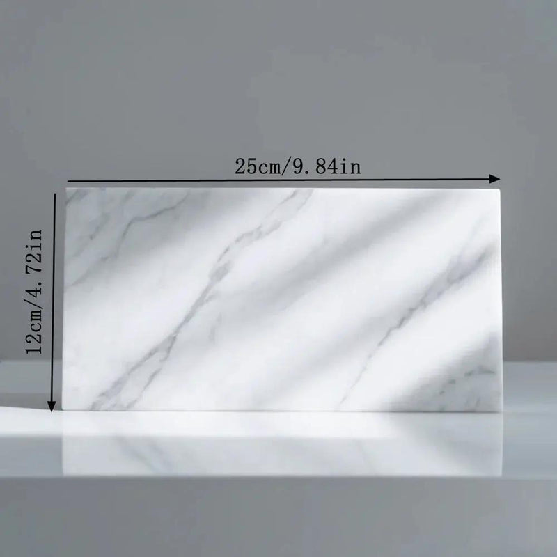 1pc Elegant White Marble Rectangular Tray - Modern Polished Stone Decorative Tray for Vanity, Bathroom, Kitchen | Versatile Home Accessory for Cosmetics, Jewelry, Floral Arrangements | No Batteries Needed, Bathroom Decor, Bes by House Of Avana
