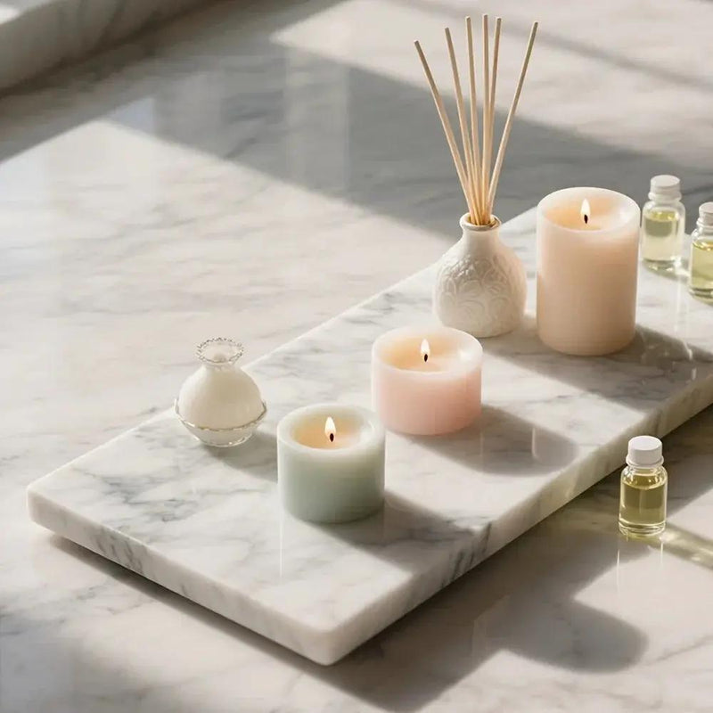 1pc Elegant White Marble Rectangular Tray - Modern Polished Stone Decorative Tray for Vanity, Bathroom, Kitchen | Versatile Home Accessory for Cosmetics, Jewelry, Floral Arrangements | No Batteries Needed, Bathroom Decor, Bes by House Of Avana