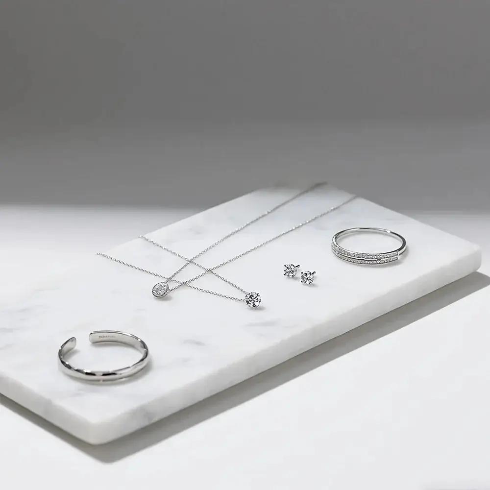 1pc Elegant White Marble Rectangular Tray - Modern Polished Stone Decorative Tray for Vanity, Bathroom, Kitchen | Versatile Home Accessory for Cosmetics, Jewelry, Floral Arrangements | No Batteries Needed, Bathroom Decor, Bes by House Of Avana