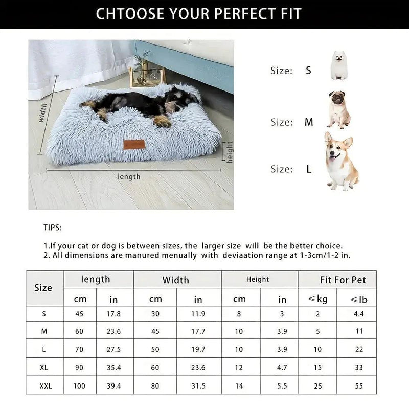 1pc Extra Large Fleece Lined Dog Bed & Cat Mat - Thickened Comfortable Warm Polyester, Easy to Remove & Washable, Square Design for All Dog Breeds & Sizes, Pet Bedding, Cozy Pet Furniture, Plush Pet Furniture, Durable Pet Fur by House Of Avana