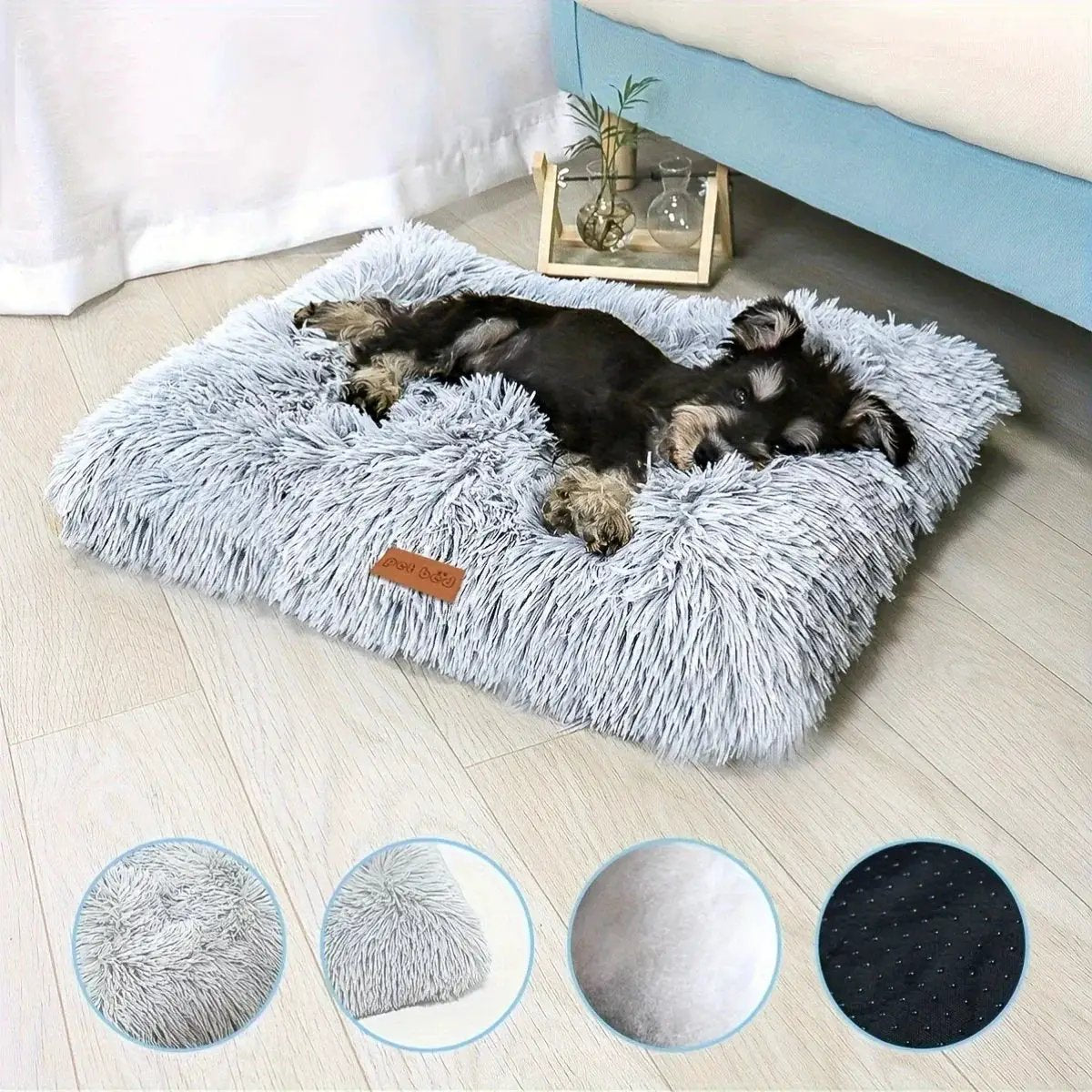 1pc Extra Large Fleece Lined Dog Bed & Cat Mat - Thickened Comfortable Warm Polyester, Easy to Remove & Washable, Square Design for All Dog Breeds & Sizes, Pet Bedding, Cozy Pet Furniture, Plush Pet Furniture, Durable Pet Fur by House Of Avana
