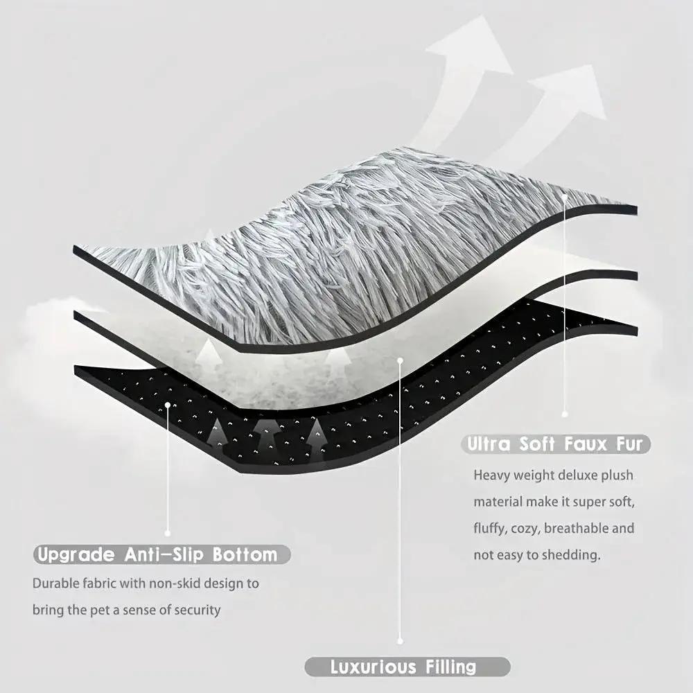 1pc Extra Large Fleece Lined Dog Bed & Cat Mat - Thickened Comfortable Warm Polyester, Easy to Remove & Washable, Square Design for All Dog Breeds & Sizes, Pet Bedding, Cozy Pet Furniture, Plush Pet Furniture, Durable Pet Fur by House Of Avana