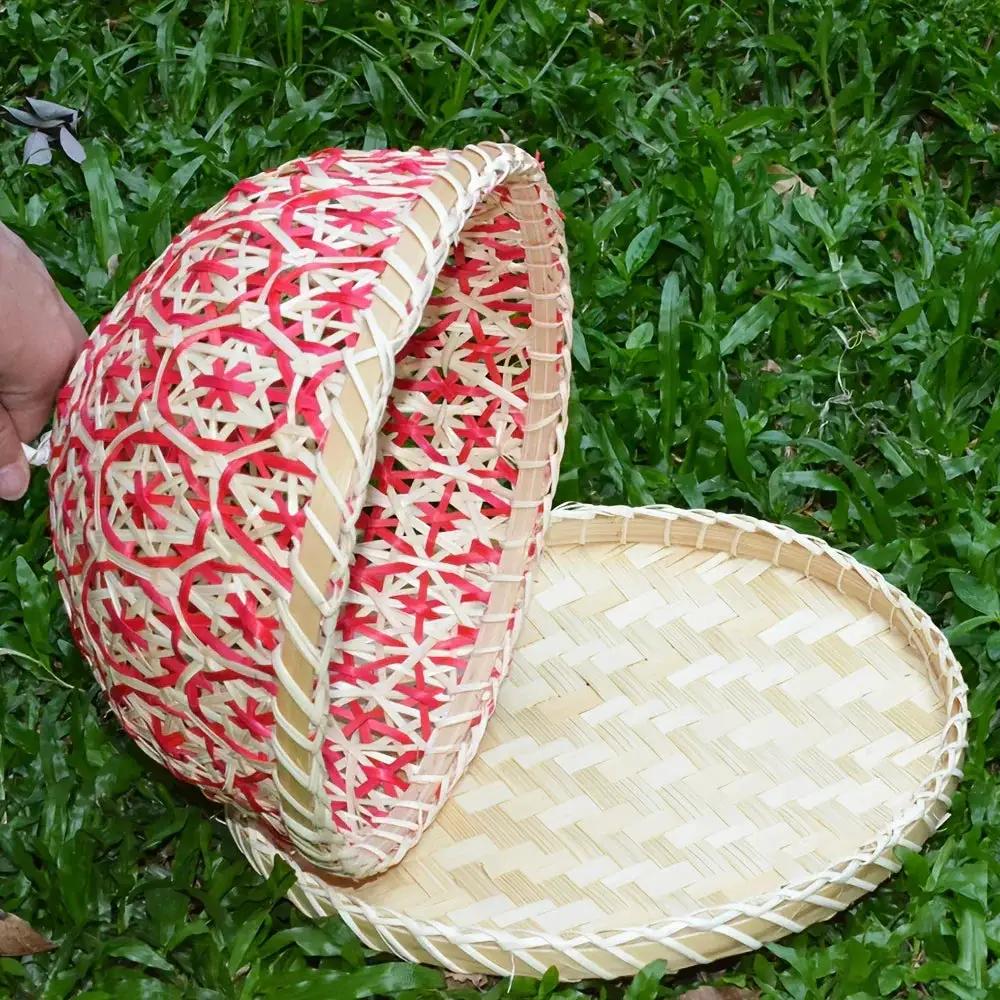 1pc Handmade Bamboo Dining Cover, Hollow Woven Storage Basket, Household Kitchen Table Cover, Multi-Layer Bamboo Storage Basket, Tray, Bamboo Products, Practical Holiday Gift, Home Decoration by House Of Avana