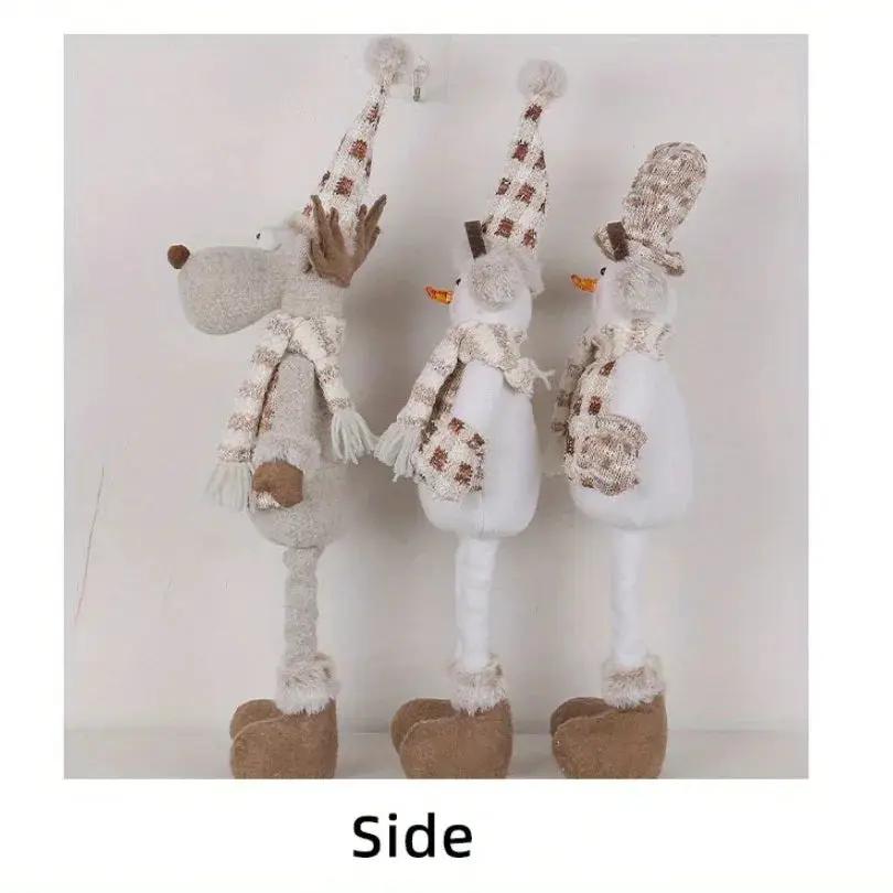 1pc or 3pcs Luge Christmas Snowman & Reindeer Figurines - Stretchable Winter Scene Decor with Expressive Eyes, Festive Holiday Gift for Indoor/Outdoor Use, Durable Collectible Dolls (///), Soft Fabric-like Texture, No Electri by House Of Avana