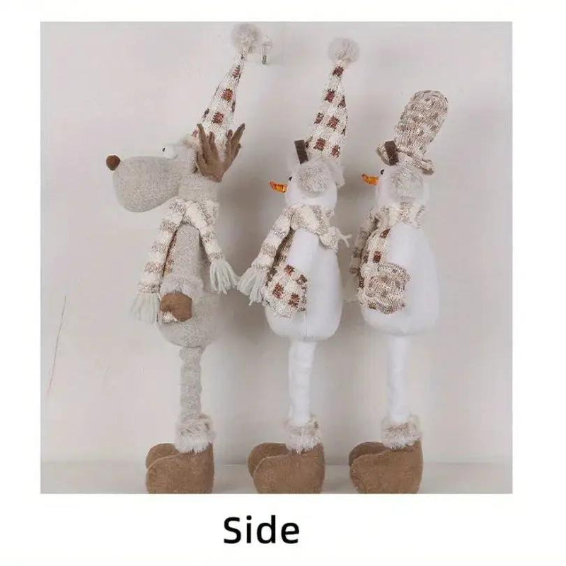 1pc or 3pcs Luge Christmas Snowman & Reindeer Figurines - Stretchable Winter Scene Decor with Expressive Eyes, Festive Holiday Gift for Indoor/Outdoor Use, Durable Collectible Dolls (///), Soft Fabric-like Texture, No Electri by House Of Avana