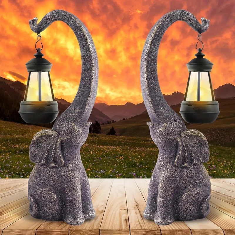 1pc Solar Elephant Statue, Outdoor Garden Resin Crafts For Elephant Statues, Art Decorations With Solar LED Lights, Garden Greening Garden Sculptures, Used For Courtyard Lawn Home Decoration by House Of Avana