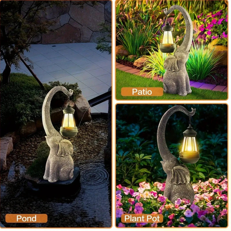 1pc Solar Elephant Statue, Outdoor Garden Resin Crafts For Elephant Statues, Art Decorations With Solar LED Lights, Garden Greening Garden Sculptures, Used For Courtyard Lawn Home Decoration by House Of Avana