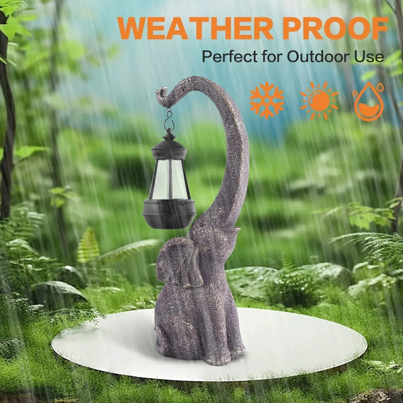 1pc Solar Elephant Statue, Outdoor Garden Resin Crafts For Elephant Statues, Art Decorations With Solar LED Lights, Garden Greening Garden Sculptures, Used For Courtyard Lawn Home Decoration by House Of Avana