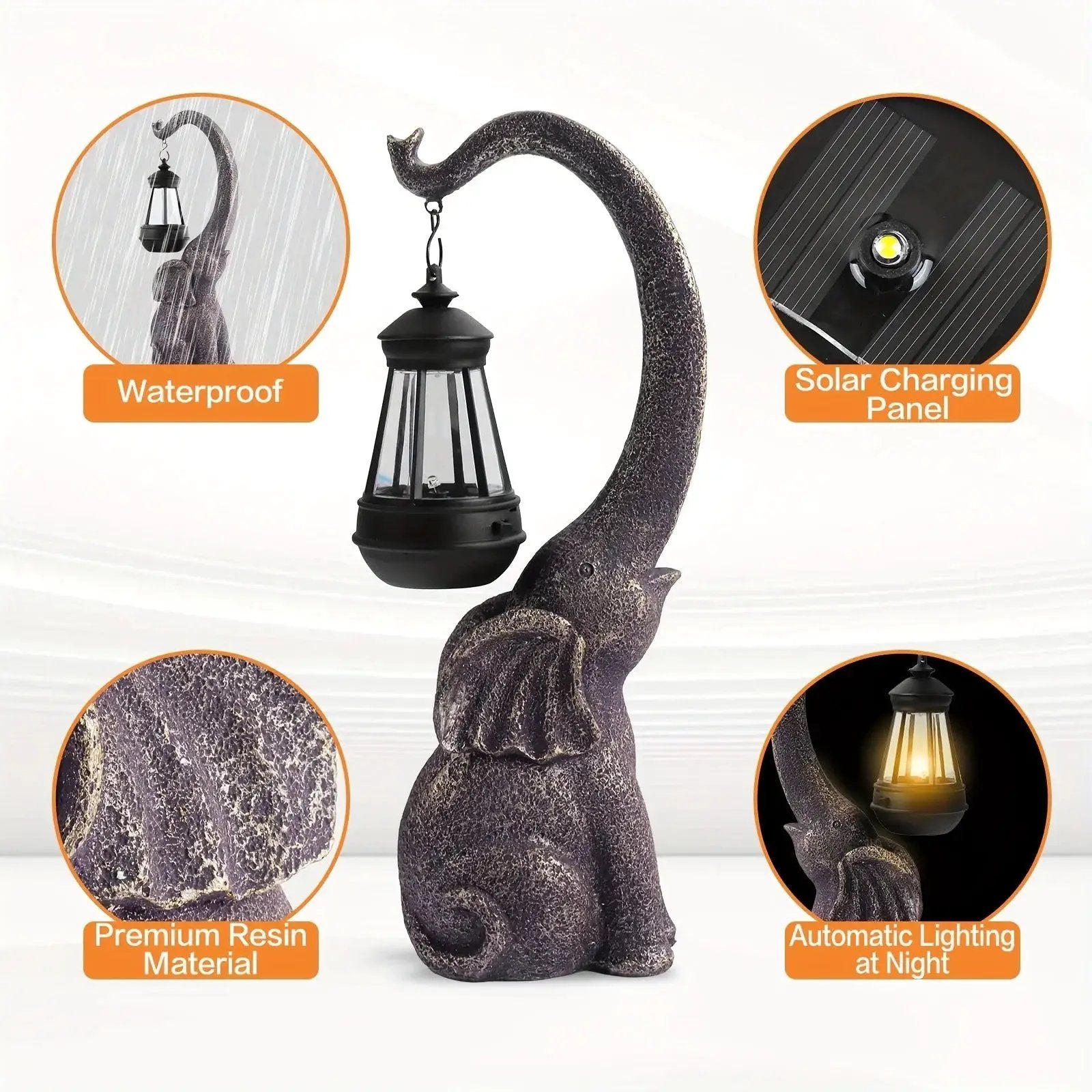 1pc Solar Elephant Statue, Outdoor Garden Resin Crafts For Elephant Statues, Art Decorations With Solar LED Lights, Garden Greening Garden Sculptures, Used For Courtyard Lawn Home Decoration by House Of Avana