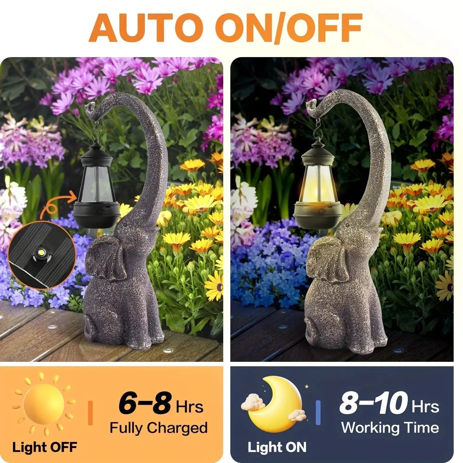 1pc Solar Elephant Statue, Outdoor Garden Resin Crafts For Elephant Statues, Art Decorations With Solar LED Lights, Garden Greening Garden Sculptures, Used For Courtyard Lawn Home Decoration by House Of Avana