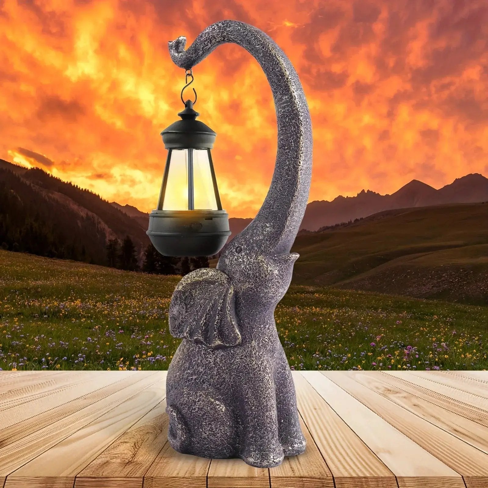 1pc Solar Elephant Statue, Outdoor Garden Resin Crafts For Elephant Statues, Art Decorations With Solar LED Lights, Garden Greening Garden Sculptures, Used For Courtyard Lawn Home Decoration by House Of Avana