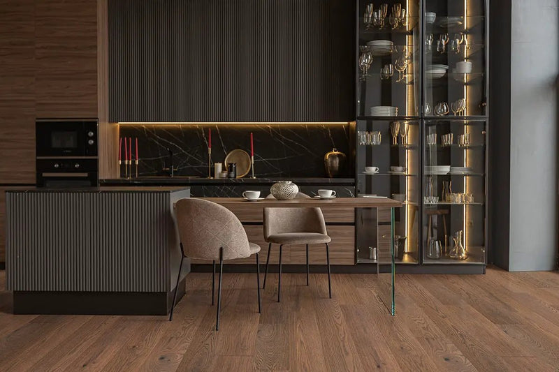 Ladson Wayland Brushed Wood Look Moldings 0.63x0.63 in a finished room