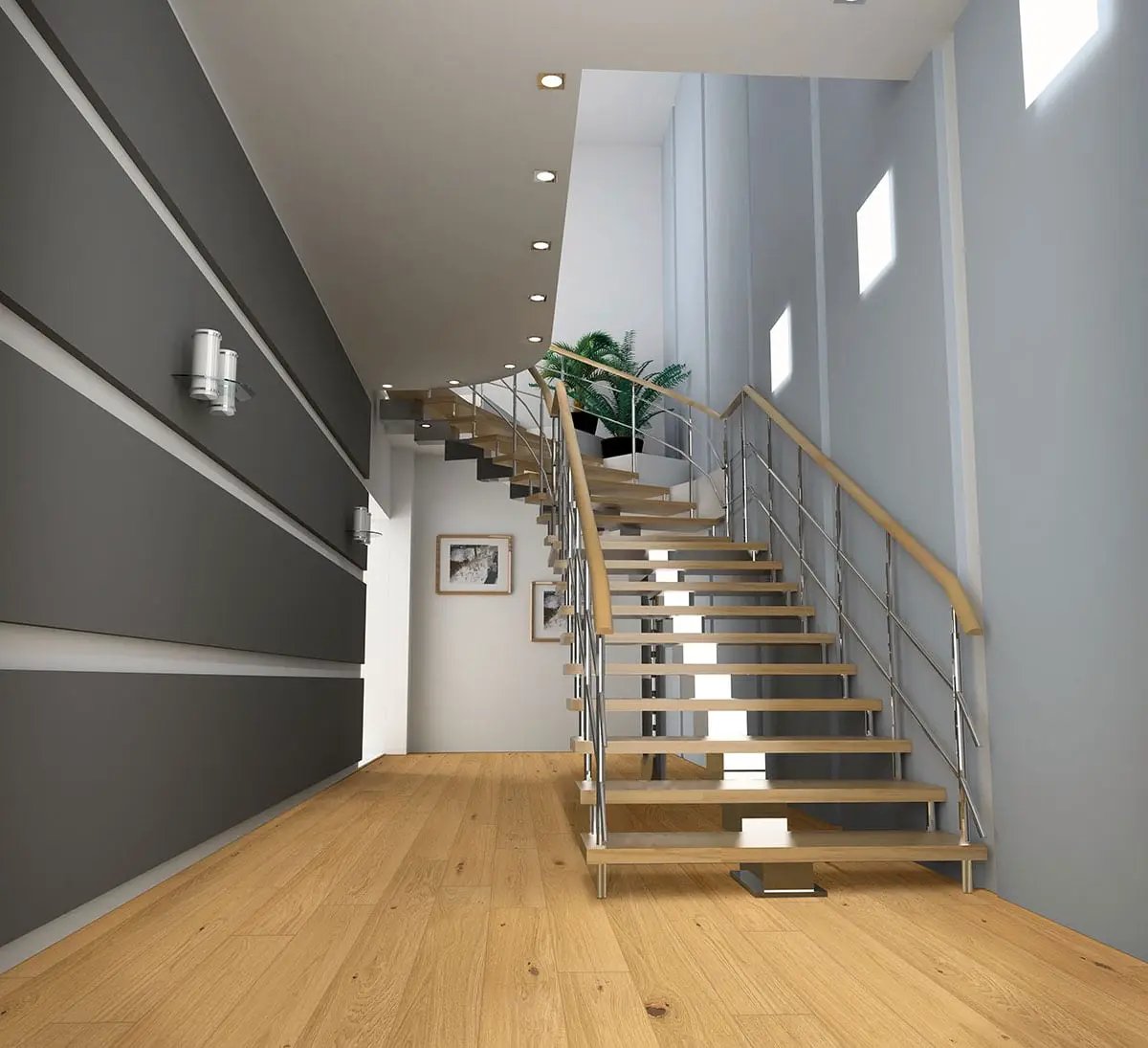 Ladson Northcutt Brushed Flush Stair Nose End Cap Wood Look Moldings 3x0.5 in a finished room