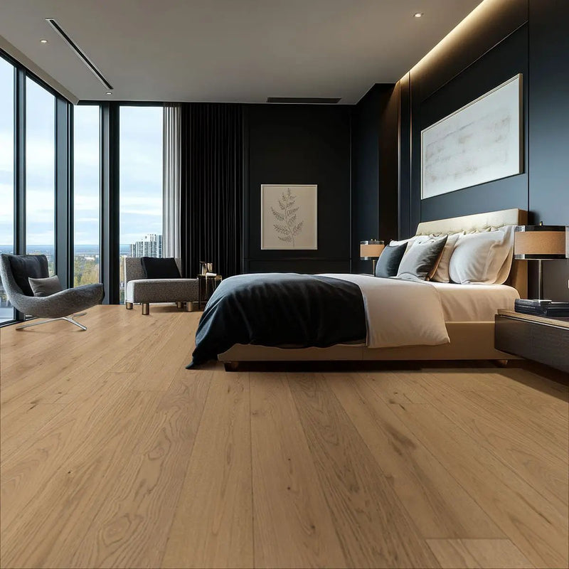 Ladson Adriel Oak Matte Wood Look Planks 7.5x75 in a finished room
