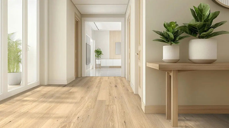 Ladson Tualatin Blonde Brushed Flush Stair Nose End Cap Wood Look Moldings 3x0.5 in a finished room