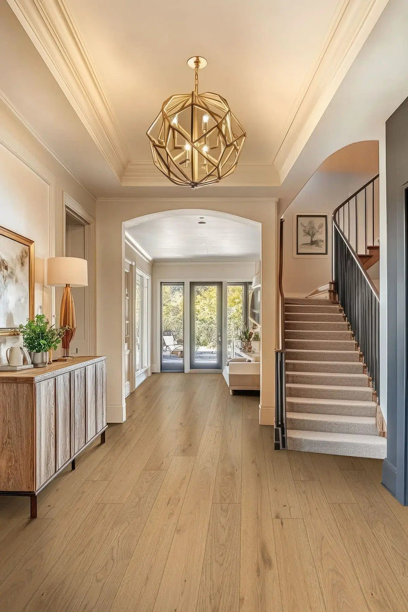 Ladson Adriel Oak Brushed Flush Stair Nose End Cap Wood Look Moldings 3x0.5 in a finished room