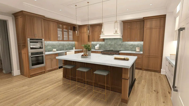 Ladson Kentsea Oak Matte Wood Look Planks 7.5x75 in a finished room