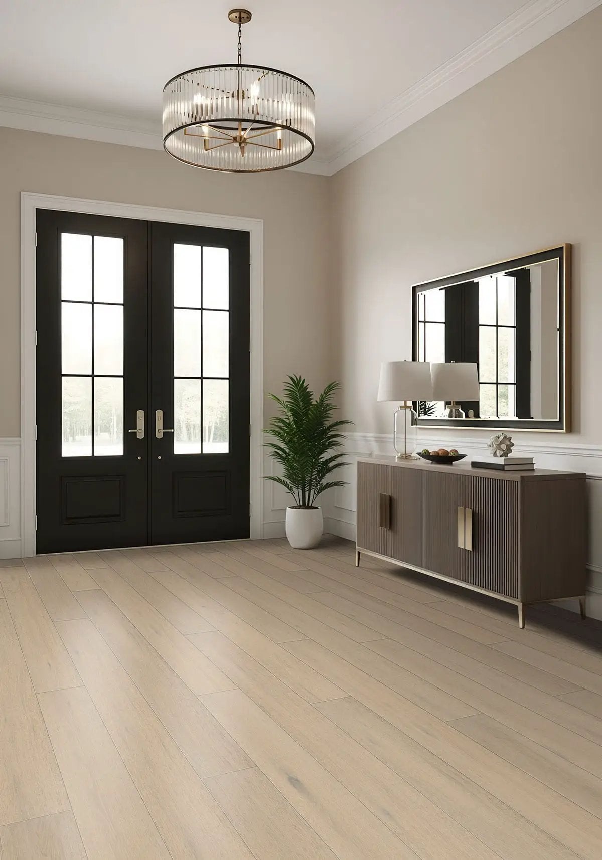 Ladson Mable Brushed Flush Stair Nose End Cap Wood Look Moldings 3x0.5 in a finished room