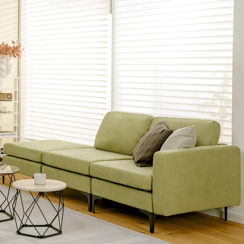 Modular L-shaped Sectional Sofa with Reversible Ottoman and 2 USB Ports by DirectDeals
