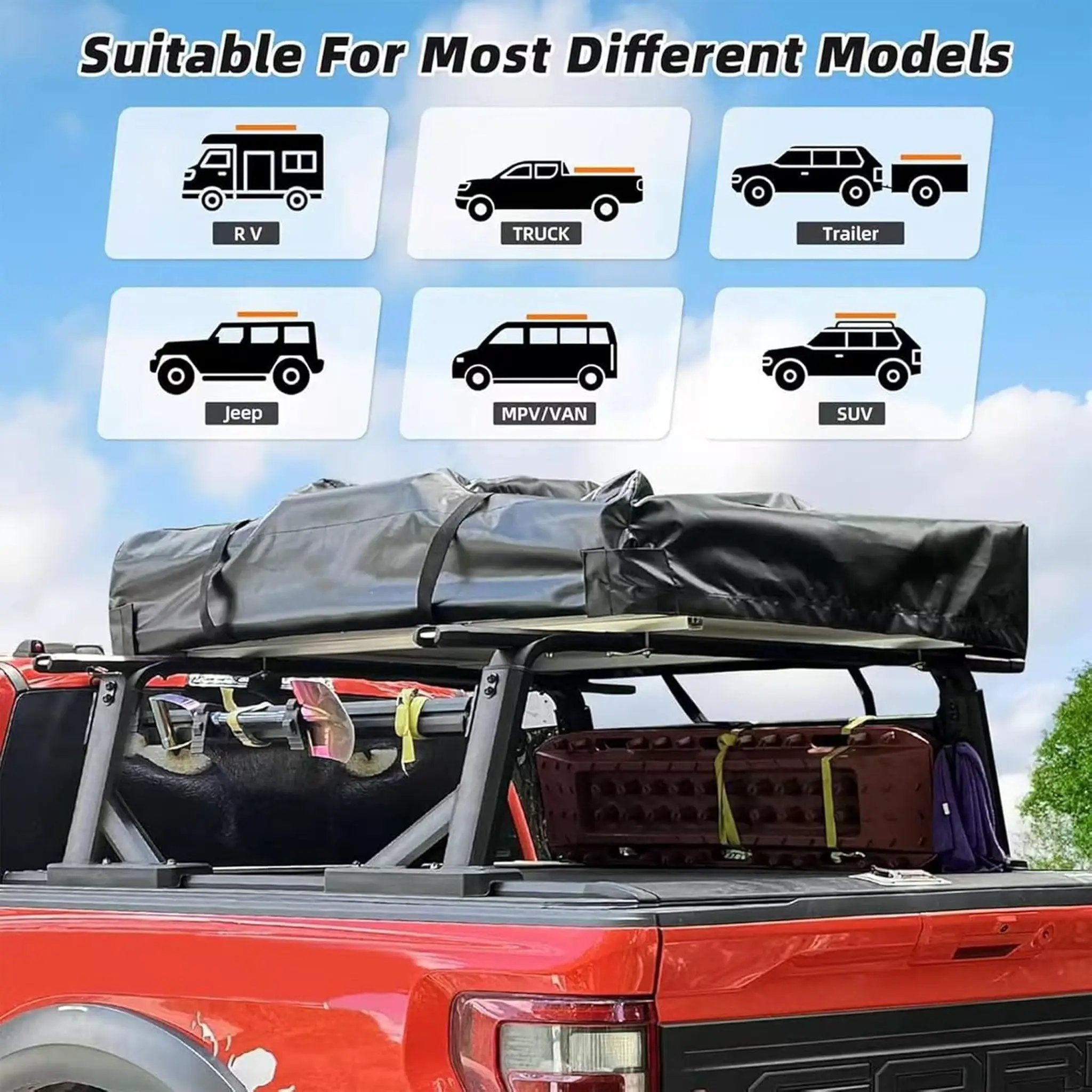 Trailora Summit Soft-Shell Aluminum Rooftop Tent With Ladder, LED Light Strip, And Memory Foam Mattress [2-3 Person] (SAK26814) by SAKSBY WHOLESALE