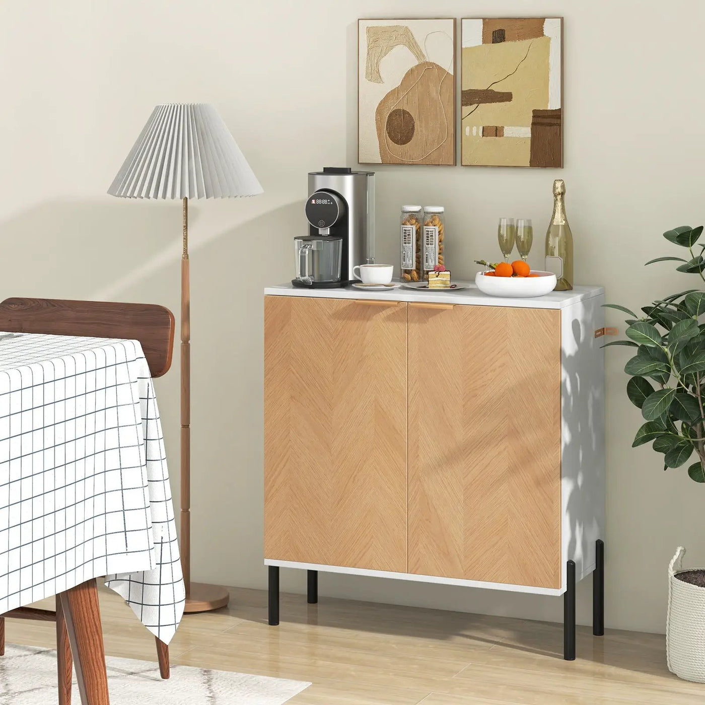 2-Door Buffet Cabinet Sideboard with Shelf and Metal Legs by DirectDeals