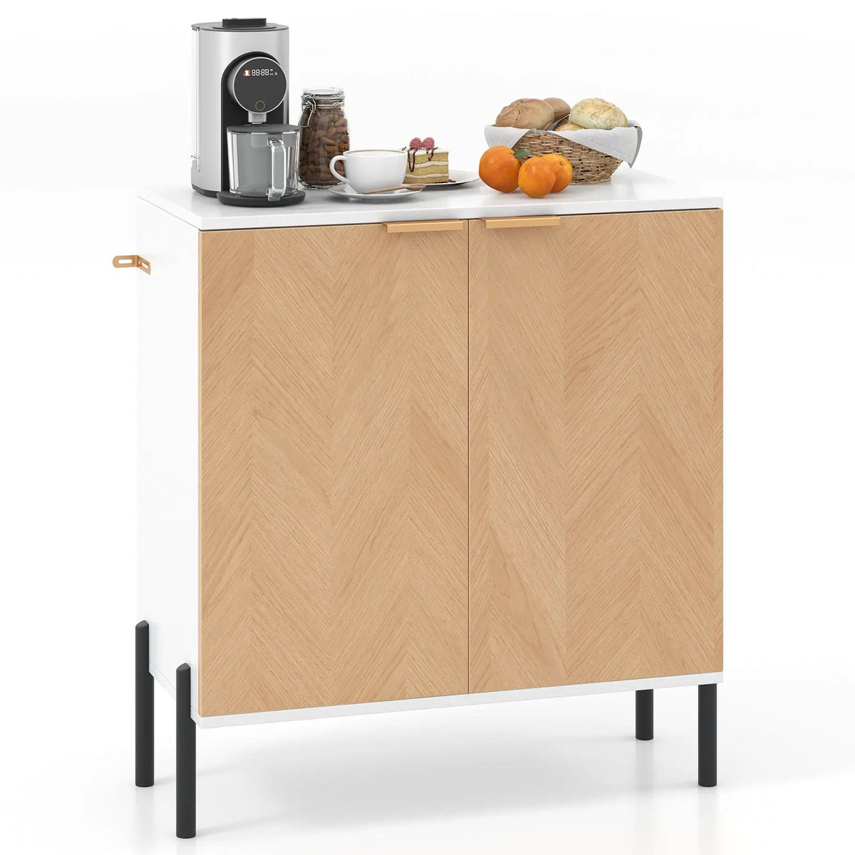 2-Door Buffet Cabinet Sideboard with Shelf and Metal Legs by DirectDeals