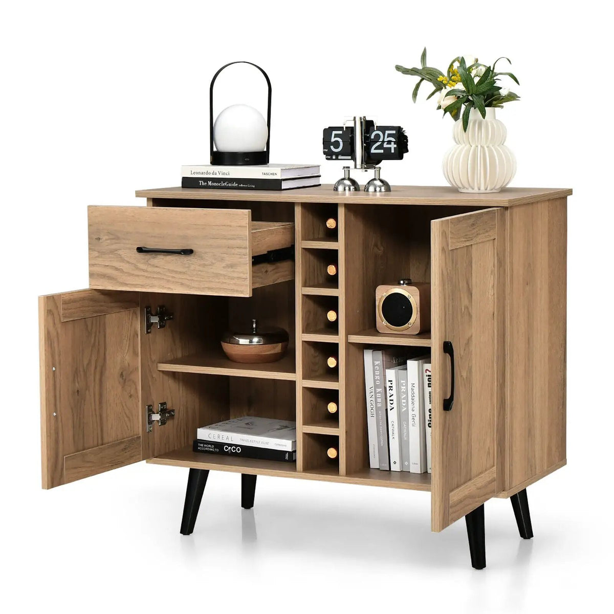 Modern Wine Bar Buffet Cabinet with 6-Bottle Wine Rack by DirectDeals