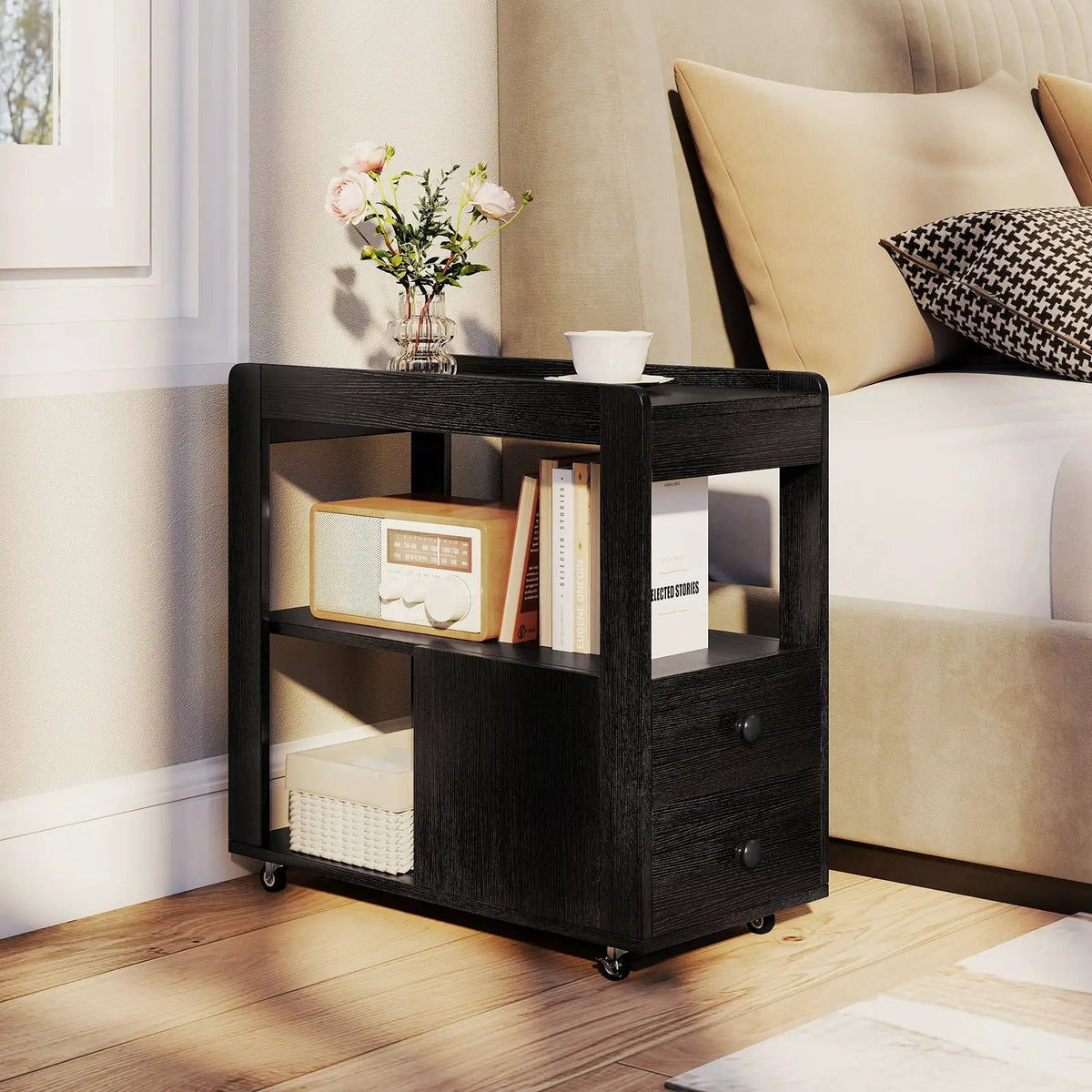 2-Drawer Sofa Side Table with Shelves for Living Room by DirectDeals