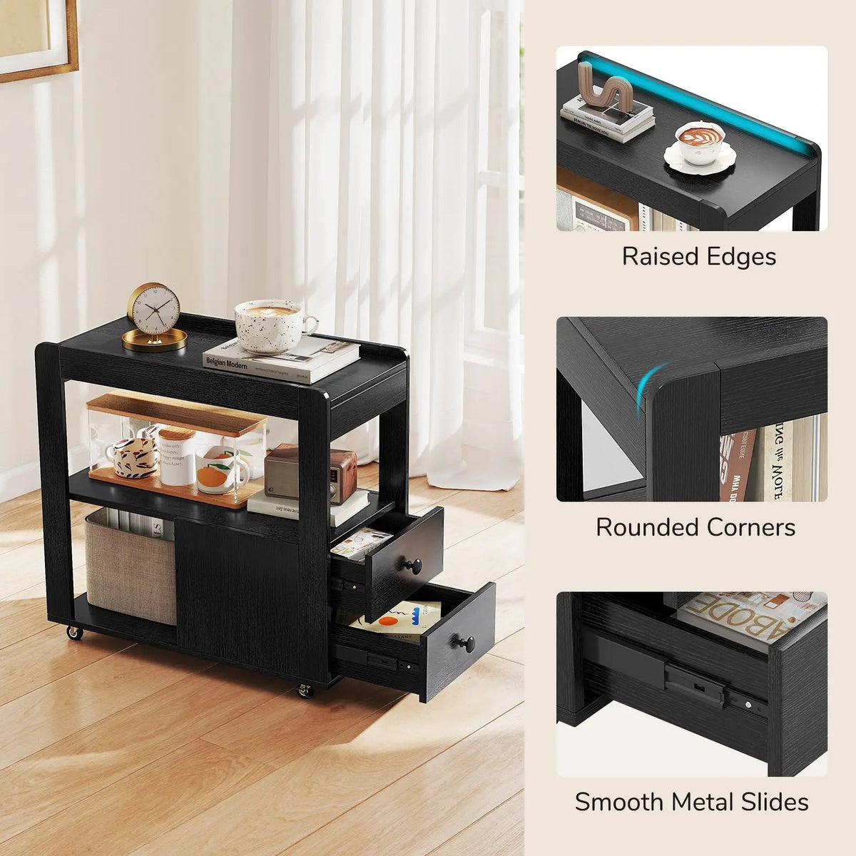 2-Drawer Sofa Side Table with Shelves for Living Room by DirectDeals
