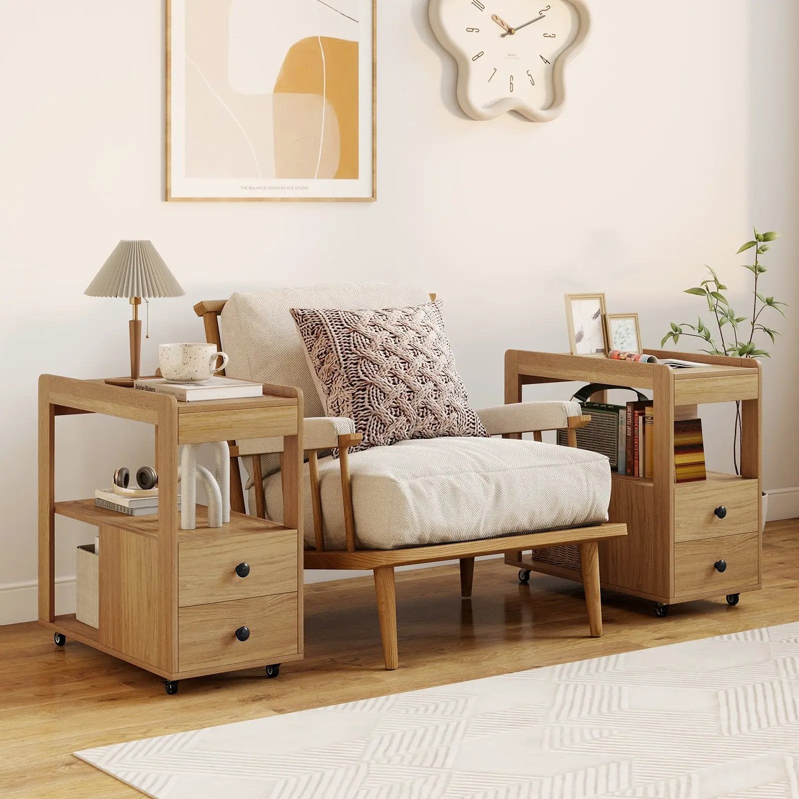 2-Drawer Sofa Side Table with Shelves for Living Room by DirectDeals