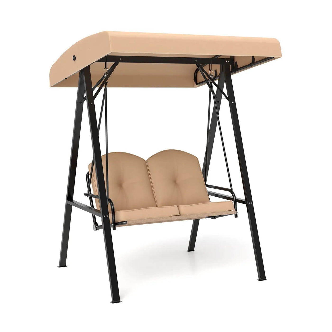 2-Person Outdoor Porch Swing with A-Shaped Metal Stand and Adjustable Canopy by DirectDeals