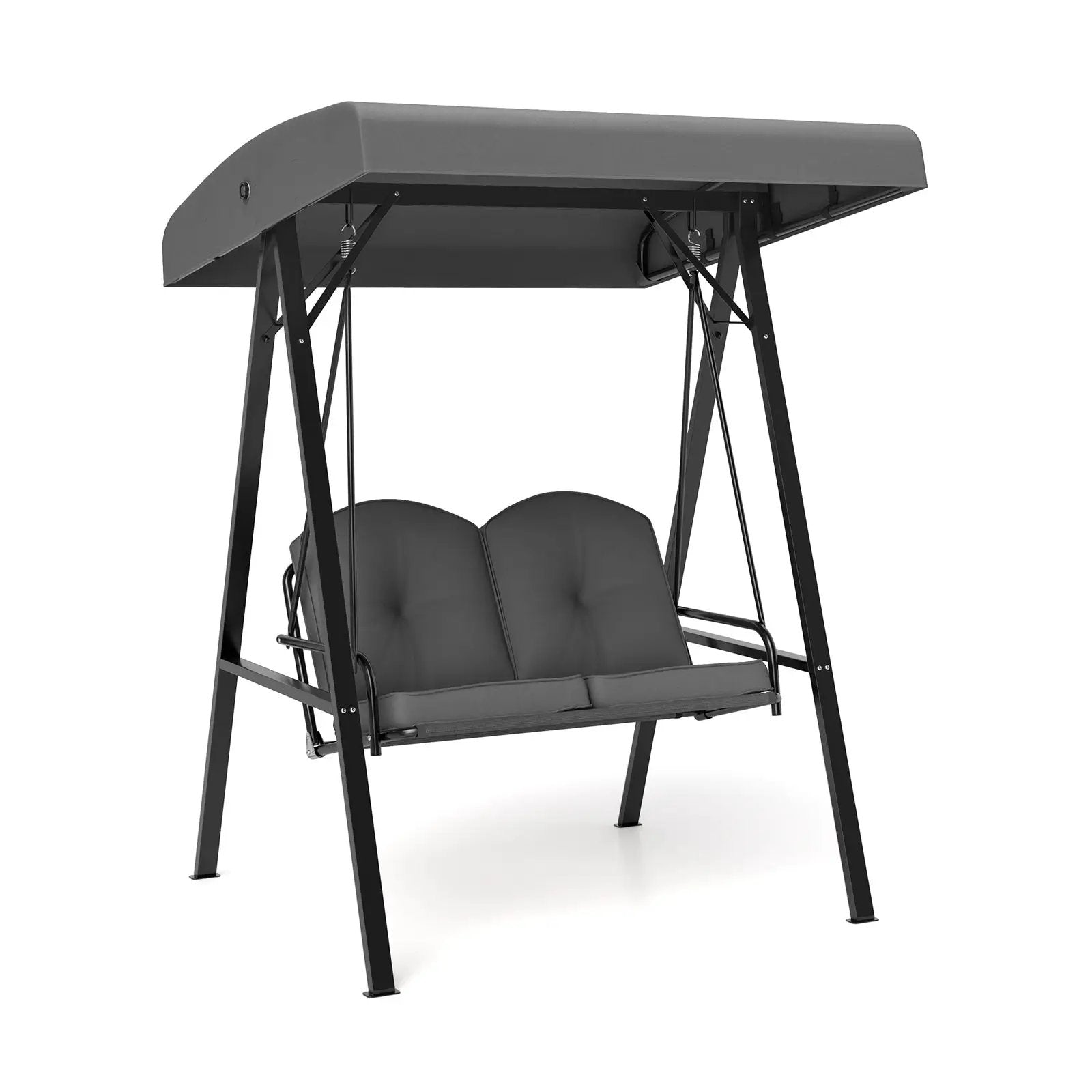 2-Person Outdoor Porch Swing with A-Shaped Metal Stand and Adjustable Canopy by DirectDeals