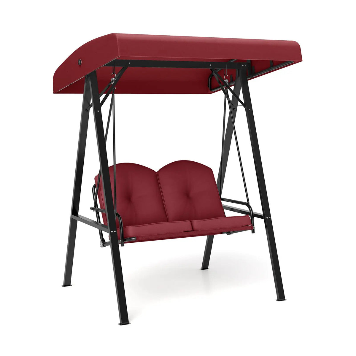 2-Person Outdoor Porch Swing with A-Shaped Metal Stand and Adjustable Canopy by DirectDeals
