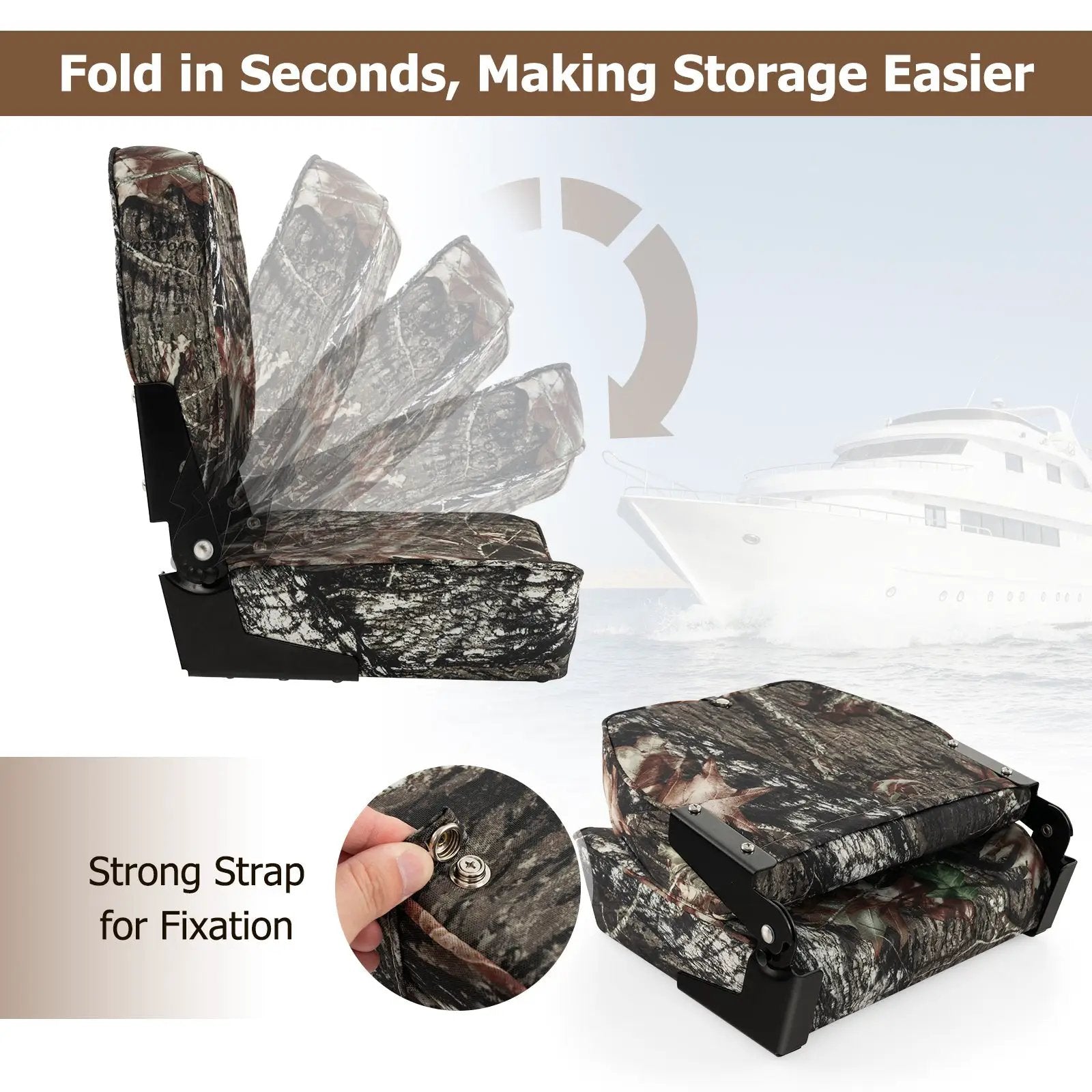 2-Piece Folding Boat Seat Set with Sponge Padding-Camouflage by DirectDeals