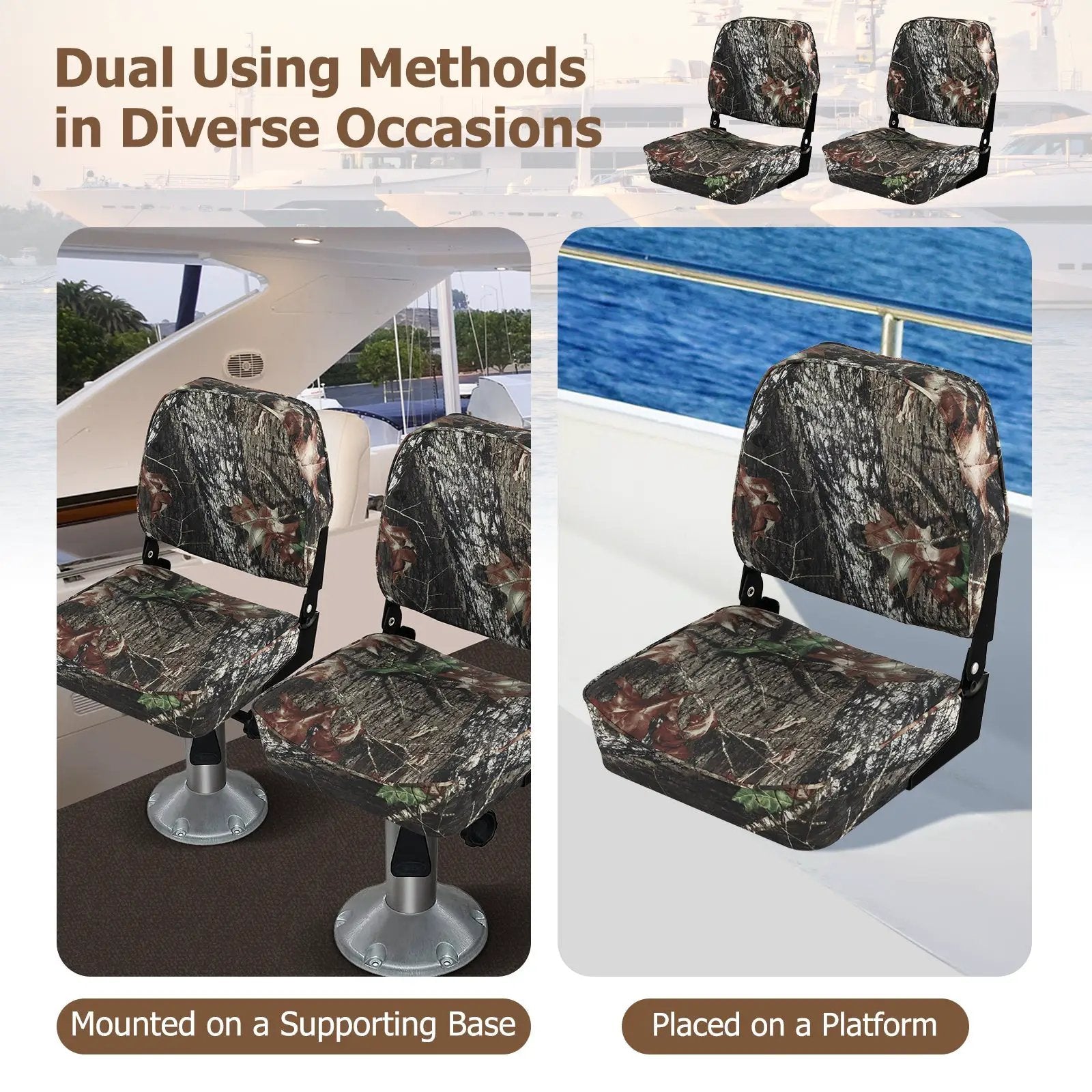 2-Piece Folding Boat Seat Set with Sponge Padding-Camouflage by DirectDeals