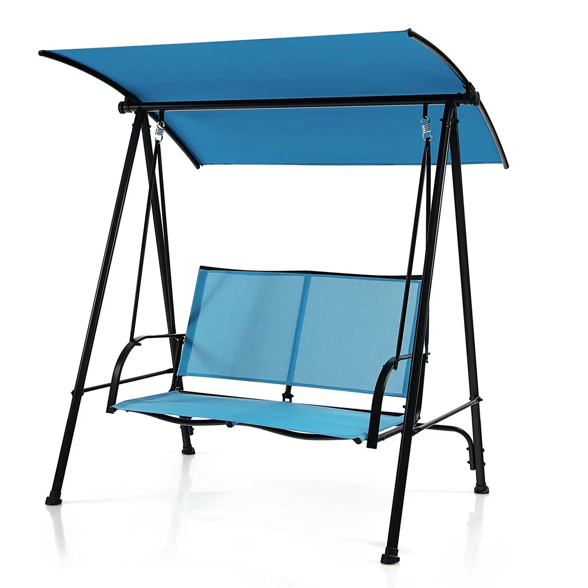 2-Seat Outdoor Canopy Swing with Comfortable Fabric Seat and Heavy-duty Metal Frame by DirectDeals