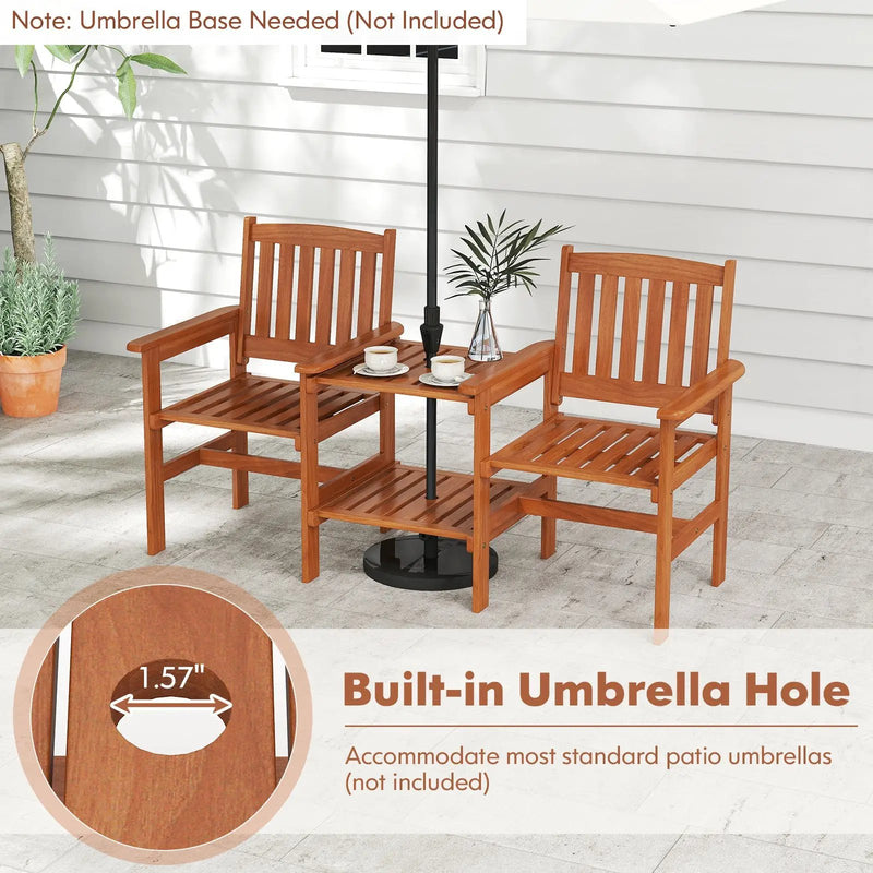 2-Seater Outdoor Patio Furniture Set with 1.57 Inch Umbrella Hole by DirectDeals