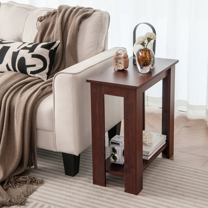 2-Tier Modern Compact End Table with Storage Shelf by DirectDeals